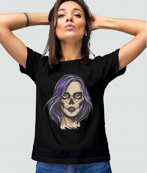 Дамска тениска с щампа Готика Zombie woman face